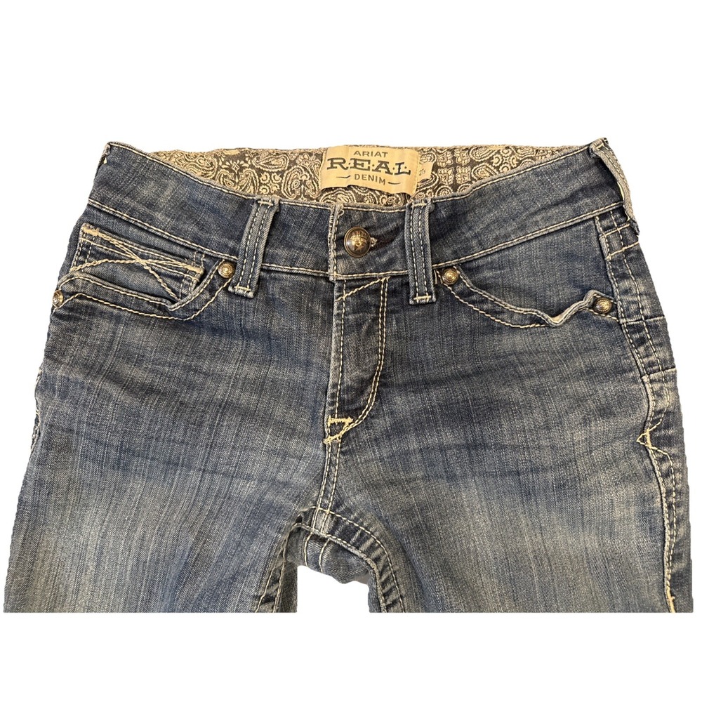 Ariat Women's R.E.A.L. Straight Leg Jeans Mid Rise Blue Denim Size 27s Cowgirl